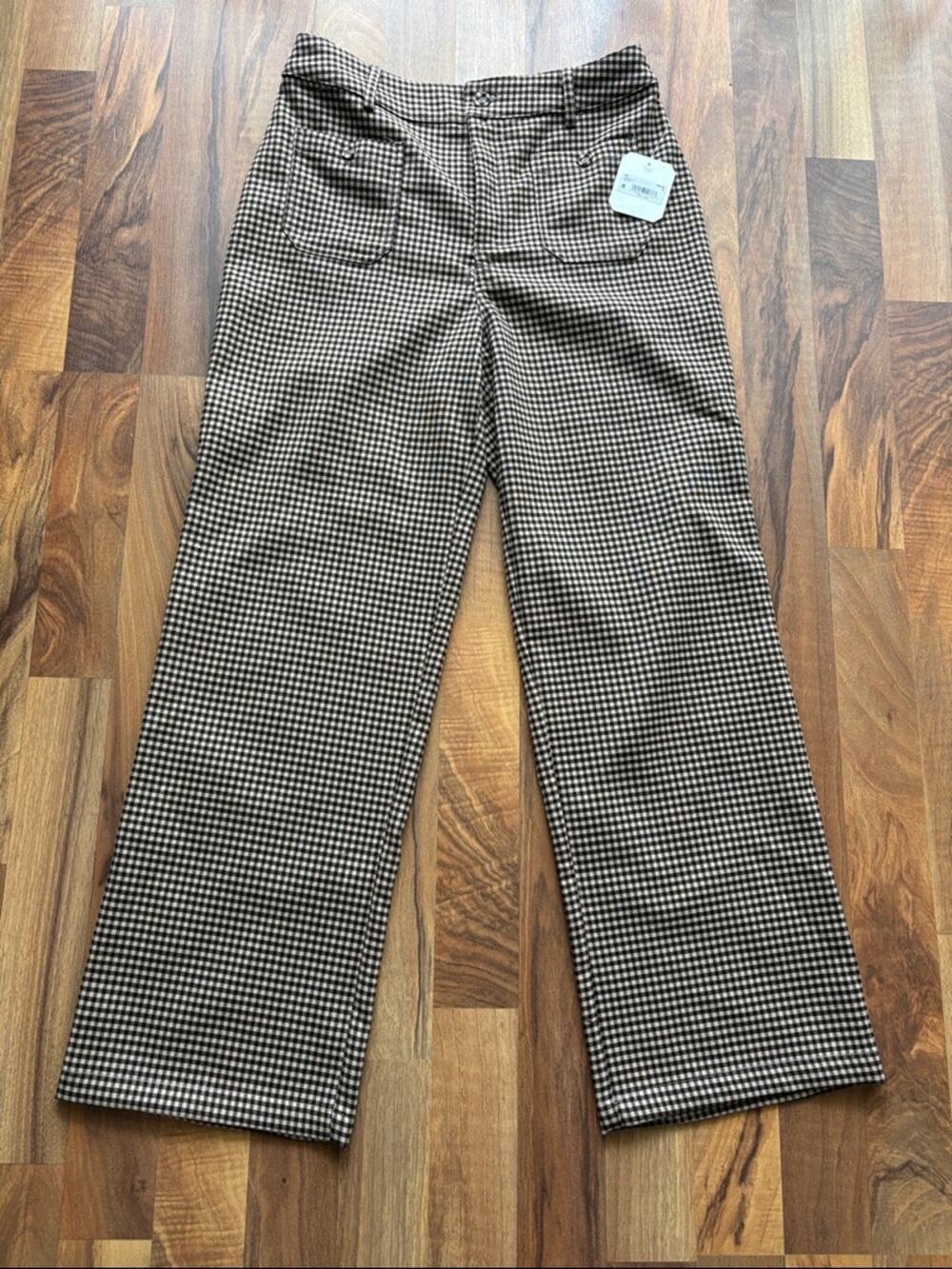 Altar'd State Women’s Brown and Black Gingham Pants Size S NWT